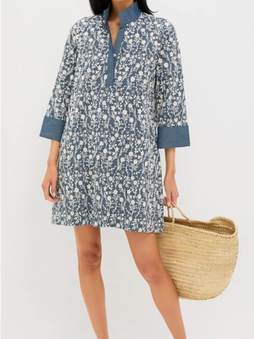 Tuckernuck Embroidered Chambray Wildflower Meadows Meagan Dress
